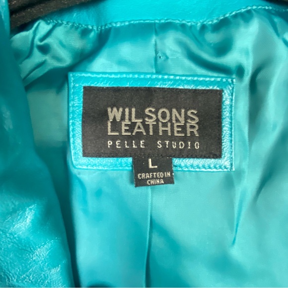Vintage Wilsons Leather Turquoise/teal Women's Jacket L - Picture 4 of 8
